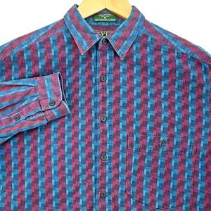 VTG 90s Levis BIG E Sutter Creek Button Down Shirt Multi Color Geometric Cotton